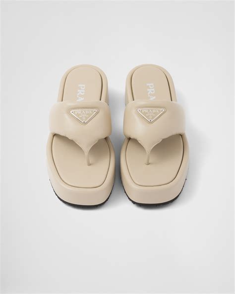 prada soft padded nappa leather thong wedge sandals|Prada Soft Padded Nappa Leather Wedge Sandals.